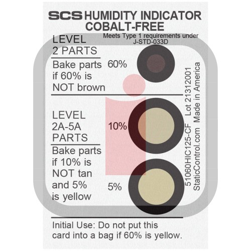51060HIC125 – Karta wskaźnika wilgotności, 5-10-60%, 125/opakowanie DESCO