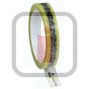 242275 – Taśma ESD WESCORP przezroczysta z żółtymi paskami 18 mm x 65,8 m 76,2 mm CORE DESCO