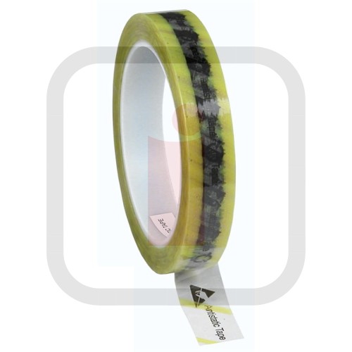 242275 – Taśma ESD, WESCORP, Przezroczysta z żółtymi paskami, 18MMx65.8M, 76.2MM CORE DESCO