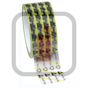 242277 – Taśma ESD WESCORP przezroczysta z żółtymi paskami 48 mm x 65,8 m 76,2 mm CORE DESCO