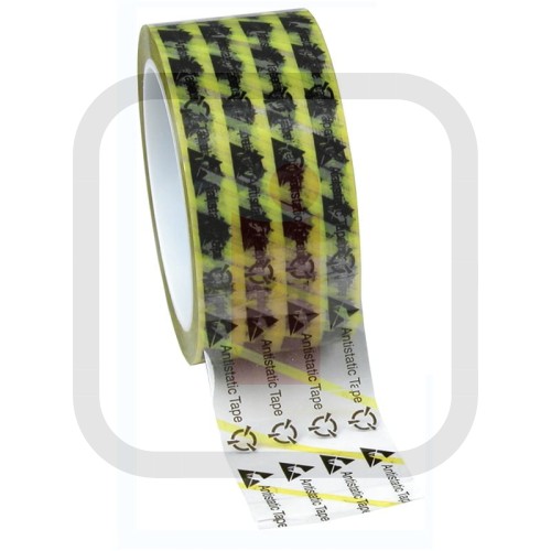 242277 – Taśma ESD, WESCORP, Przezroczysta z żółtymi paskami, 48MMx65.8M, 76.2MM CORE DESCO