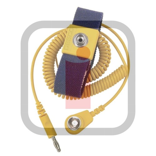 229987 - ELASTYCZNA OPASKA ESD, NADGARSTEK Z REGULACJĄ, DK BLUE, 2M YEL, 4MM/10MM PLUG DESCO