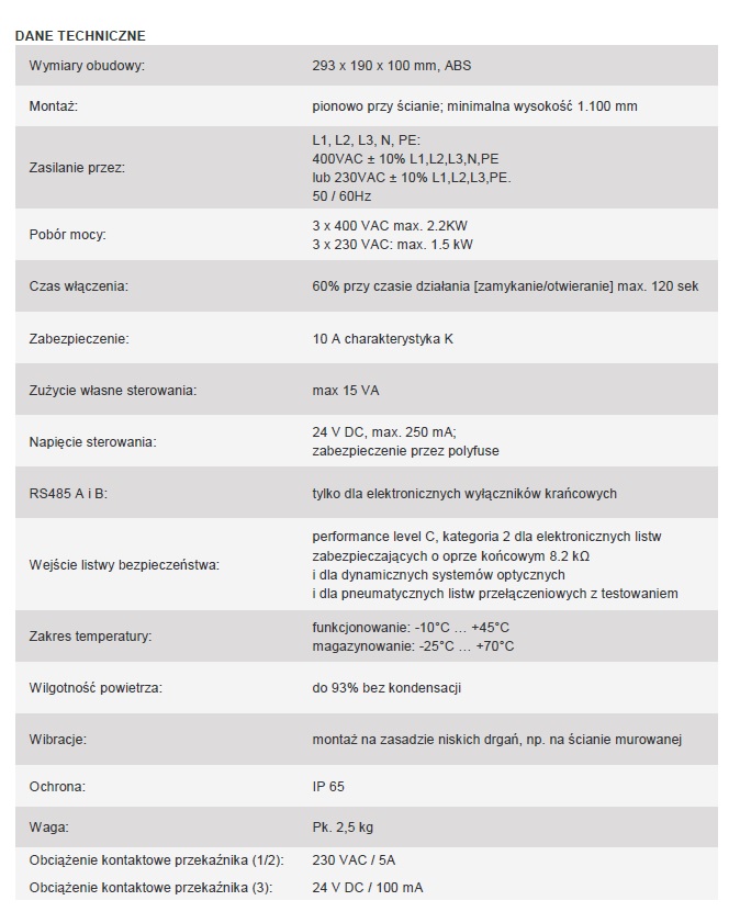 PIC 4416 - dane techniczne